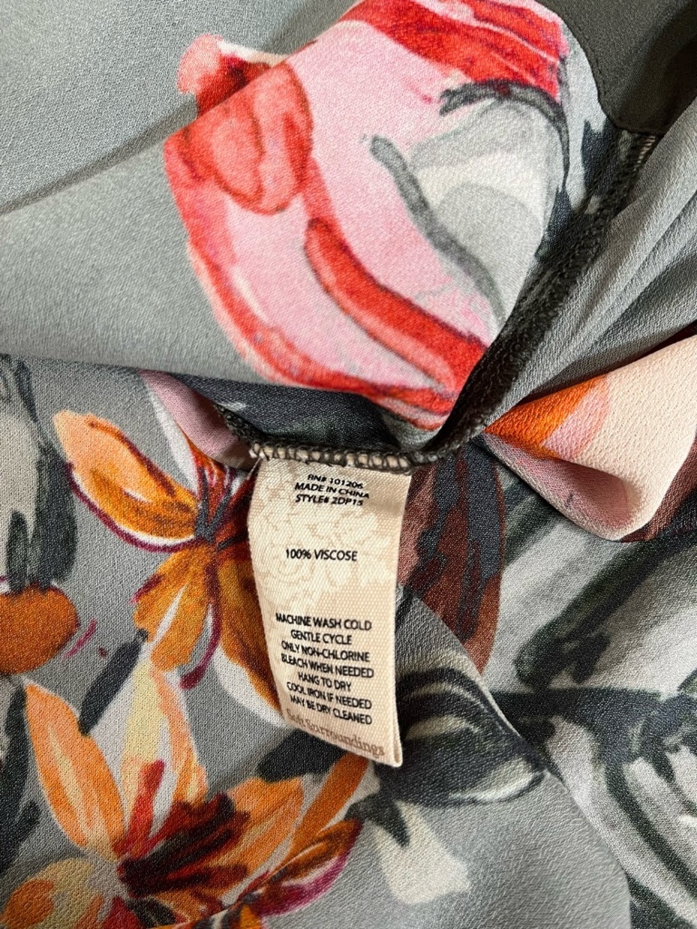 Soft Surroundings Provencia Olive Green Floral Midi Dress Handkerchief Hemline - Picture 12 of 12